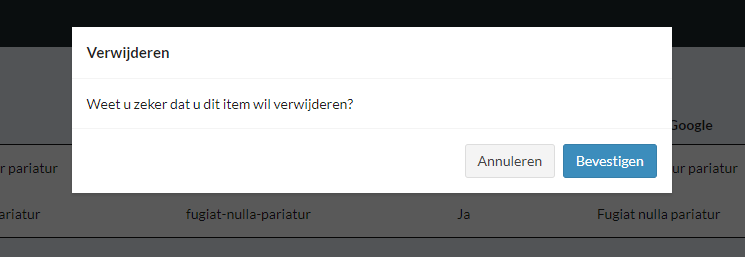 Het verwijderen van een item uit ScriptKIT moet bevestigd worden